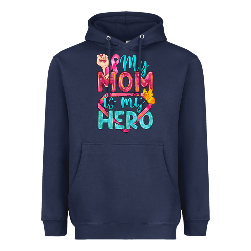My Mom Is My Hero Breast Cancer Heavyweight Hoodie by BundleAndBundleShop | Teevron