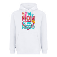 White My Mom Is My Hero Breast Cancer Heavyweight Hoodie - BundleAndBundleShop