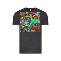 Vintage Black football tie dye gemstone sunflower seamless pattern Vintage Tee - JahusDesignShop