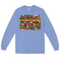 Colony Blue western serape cowhide and leopard background Long Sleeve Tee - Artiststas