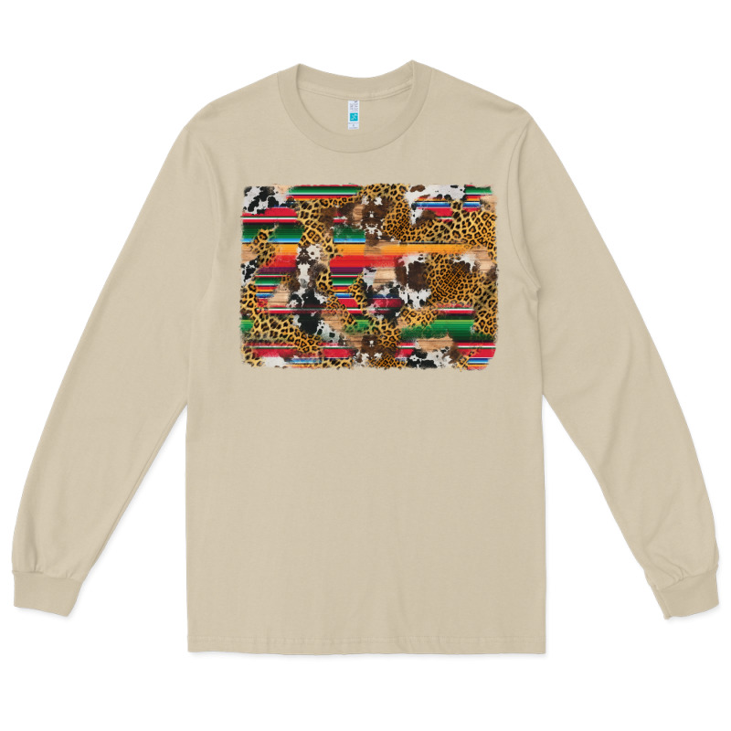 Western Serape Cowhide And Leopard Background Long Sleeve Tee by Artiststas | Teevron