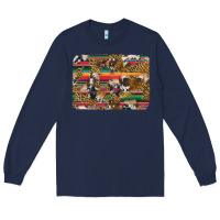 Navy western serape cowhide and leopard background Long Sleeve Tee - Artiststas