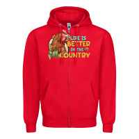 Red life is better in the country Zipper Hoodie - MaliasSmallBusiness
