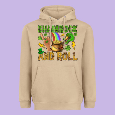 Shamrock And Roll Heavyweight Hoodie Designed By Bundleandbundleshop