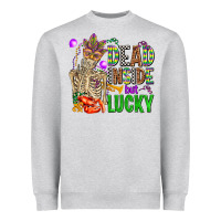 Heather Grey mardi gras dead inside but lucky  with skeleton Heavyweight Sweatshirt - AdoDesignShop