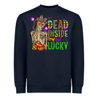 Navy mardi gras dead inside but lucky  with skeleton Heavyweight Sweatshirt - AdoDesignShop