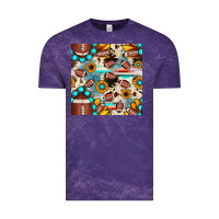 Cloud Purple football cowhide sunflower seamless pattern Vintage Tee - JahusDesignShop