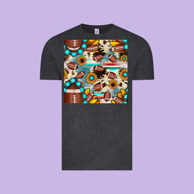Football Cowhide Sunflower Seamless Pattern Vintage Tee Designed By Jahusdesignshop