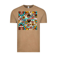 Vintage Coffee football cowhide sunflower seamless pattern Vintage Tee - JahusDesignShop