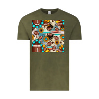 Vintage Olive football cowhide sunflower seamless pattern Vintage Tee - JahusDesignShop