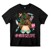 Black messy bun nurse life Heavy Core Tee - RanaPortraitStore