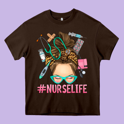 Heavy Core Tee messy bun nurse life