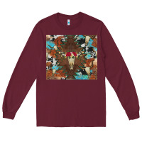 Burgundy western floral bullskull cowhide and leopard Long Sleeve Tee - Artiststas