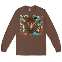 Chestnut western floral bullskull cowhide and leopard Long Sleeve Tee - Artiststas
