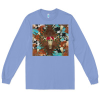 Colony Blue western floral bullskull cowhide and leopard Long Sleeve Tee - Artiststas