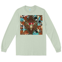 Matcha western floral bullskull cowhide and leopard Long Sleeve Tee - Artiststas