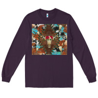 Plum western floral bullskull cowhide and leopard Long Sleeve Tee - Artiststas