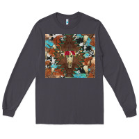 Smoke western floral bullskull cowhide and leopard Long Sleeve Tee - Artiststas