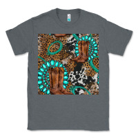 Charcoal Heather cowboy boot and gemstone Classic Tee - BundleAndBundleShop