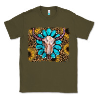 Army Green leopard sunflowers and gemstone skull Classic Tee - RanaPortraitStore