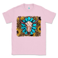 Bubblegum Pink leopard sunflowers and gemstone skull Classic Tee - RanaPortraitStore