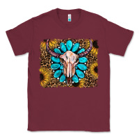 Burgundy leopard sunflowers and gemstone skull Classic Tee - RanaPortraitStore