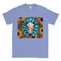 Colony Blue leopard sunflowers and gemstone skull Classic Tee - RanaPortraitStore