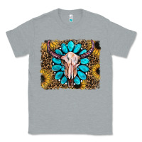 Heather Grey leopard sunflowers and gemstone skull Classic Tee - RanaPortraitStore