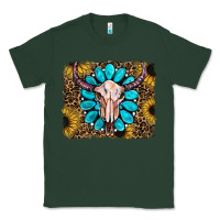 Sports Green leopard sunflowers and gemstone skull Classic Tee - RanaPortraitStore