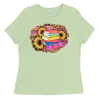 Matcha books sunflower back to school background Ladies Tee - AdoDesignShop