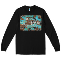 Black western cowhide and leopard with turquoise background Long Sleeve Tee - Artiststas