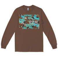 Chestnut western cowhide and leopard with turquoise background Long Sleeve Tee - Artiststas