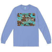 Colony Blue western cowhide and leopard with turquoise background Long Sleeve Tee - Artiststas