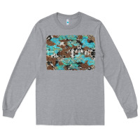 Heather Grey western cowhide and leopard with turquoise background Long Sleeve Tee - Artiststas
