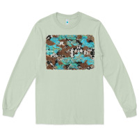 Matcha western cowhide and leopard with turquoise background Long Sleeve Tee - Artiststas