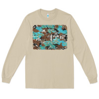Mushroom western cowhide and leopard with turquoise background Long Sleeve Tee - Artiststas