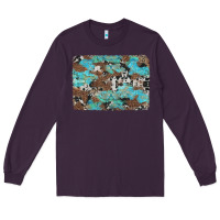 Plum western cowhide and leopard with turquoise background Long Sleeve Tee - Artiststas