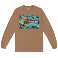Toasted Coconut western cowhide and leopard with turquoise background Long Sleeve Tee - Artiststas