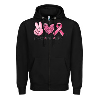 Black peace love cure breast cancer Zipper Hoodie - MaliasSmallBusiness