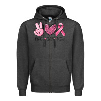 Charcoal Heather peace love cure breast cancer Zipper Hoodie - MaliasSmallBusiness