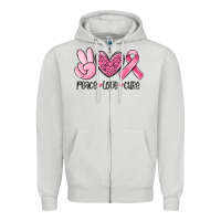 Dove Grey peace love cure breast cancer Zipper Hoodie - MaliasSmallBusiness