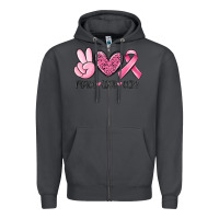 Smoke peace love cure breast cancer Zipper Hoodie - MaliasSmallBusiness