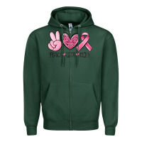 Sports Green peace love cure breast cancer Zipper Hoodie - MaliasSmallBusiness