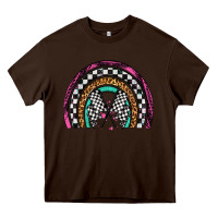Chocolate Brown race leopard rainbow Heavy Core Tee - Artiststas