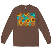 Chestnut sunflower turquoise and  leather background Long Sleeve Tee - Artiststas