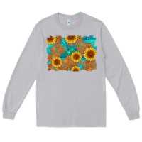 Moon Dust sunflower turquoise and  leather background Long Sleeve Tee - Artiststas