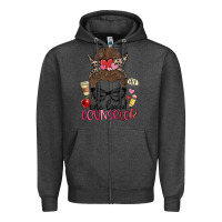 Charcoal Heather messy bun one loved counselor Zipper Hoodie - MaliasSmallBusiness