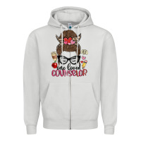 Dove Grey messy bun one loved counselor Zipper Hoodie - MaliasSmallBusiness