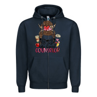 Navy messy bun one loved counselor Zipper Hoodie - MaliasSmallBusiness