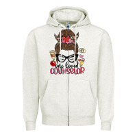 Messy Bun One Loved Counselor Zipper Hoodie | Teevron